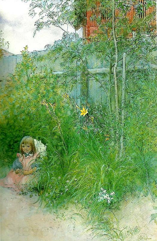 Carl Larsson brita i blomrabatten France oil painting art